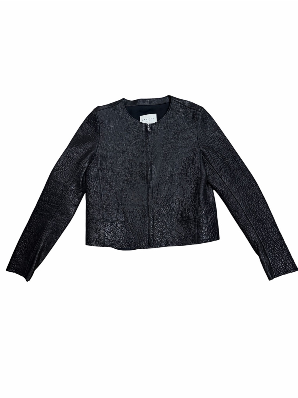 Sandro Paris Black Lamb Leather Cropped Jacket‎ - Size 1 US 4